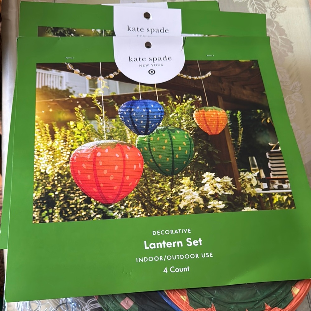 Kate Spade Decorative Lantern Set - Red, Blue, Orange